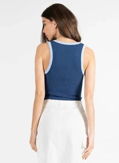 BAMBOO RIB TWO TONE NECK TANK