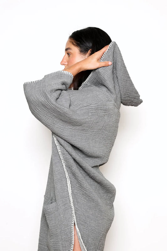 THE COCOON | UNISEX MUSLIN SURF PONCHO | Grey