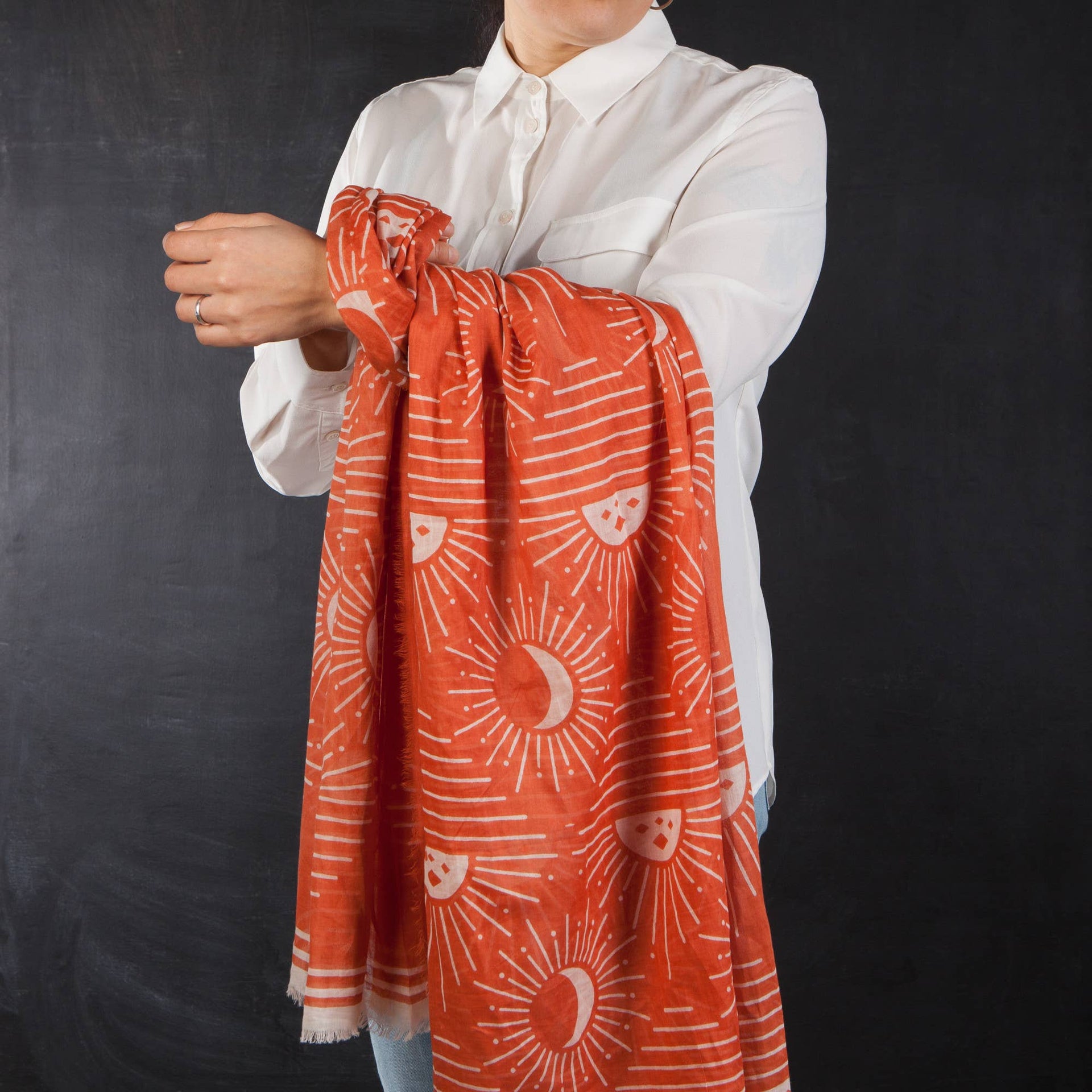 Danica Studio Soleil Cotton Long Designer Scarf Light Brown
