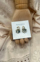 Ceramic Earrings - White Blue Flower Lg