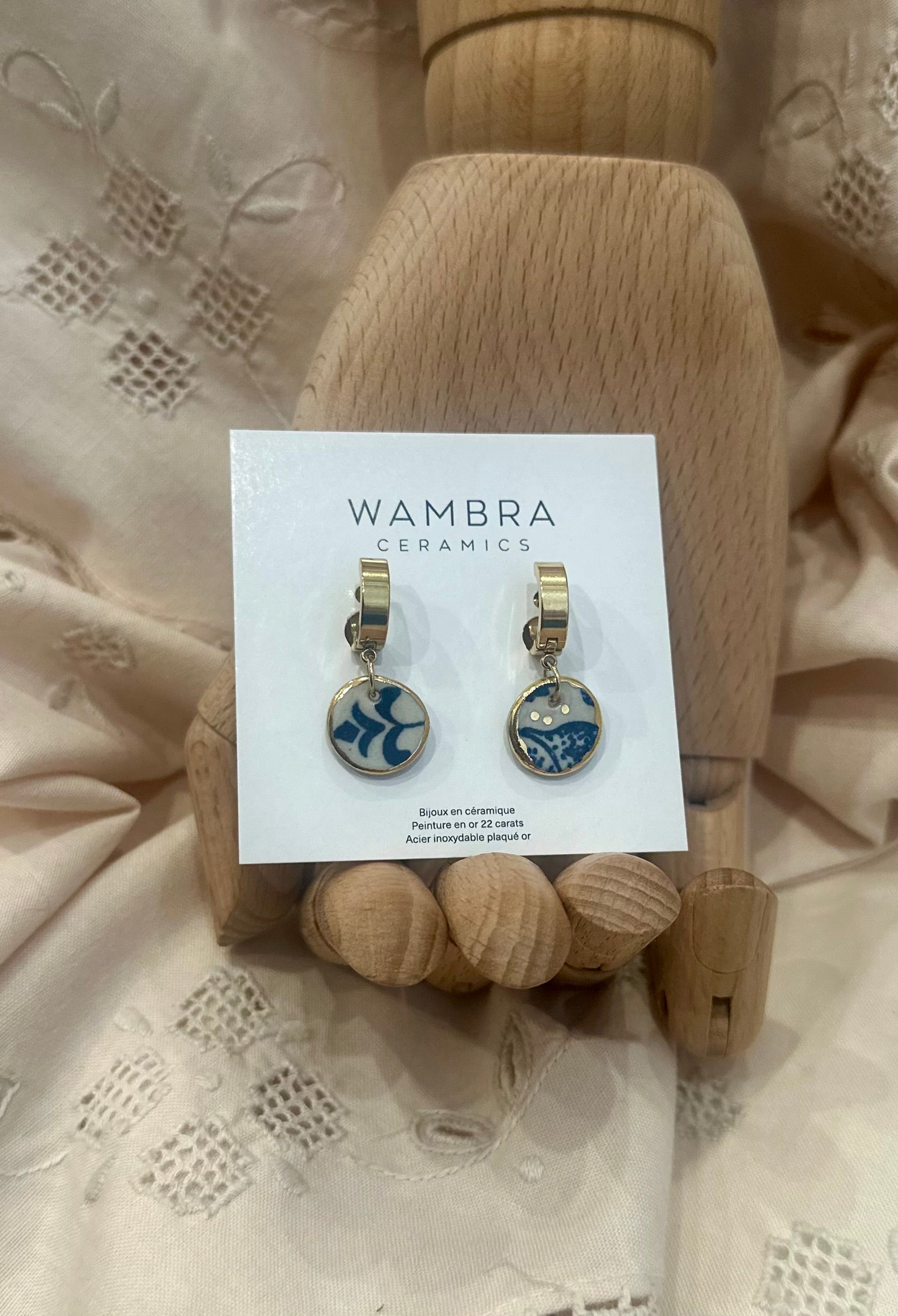 Ceramic Earrings | Blue & White Images
