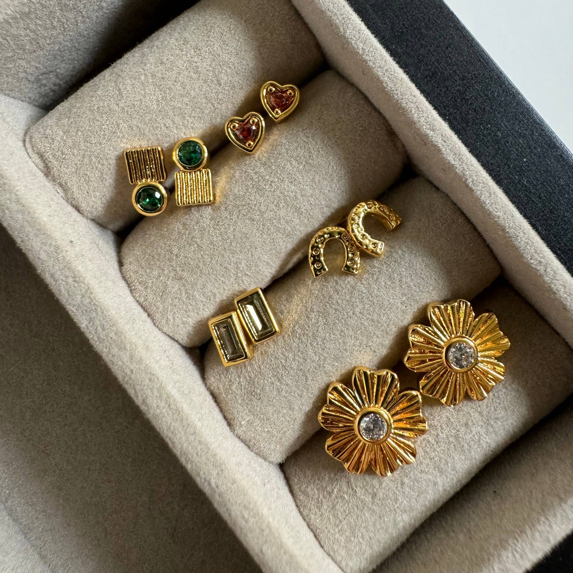 Rectangle Stone Studs- Olive