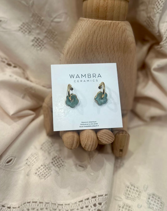 Ceramic Earrings | Light blue flowers