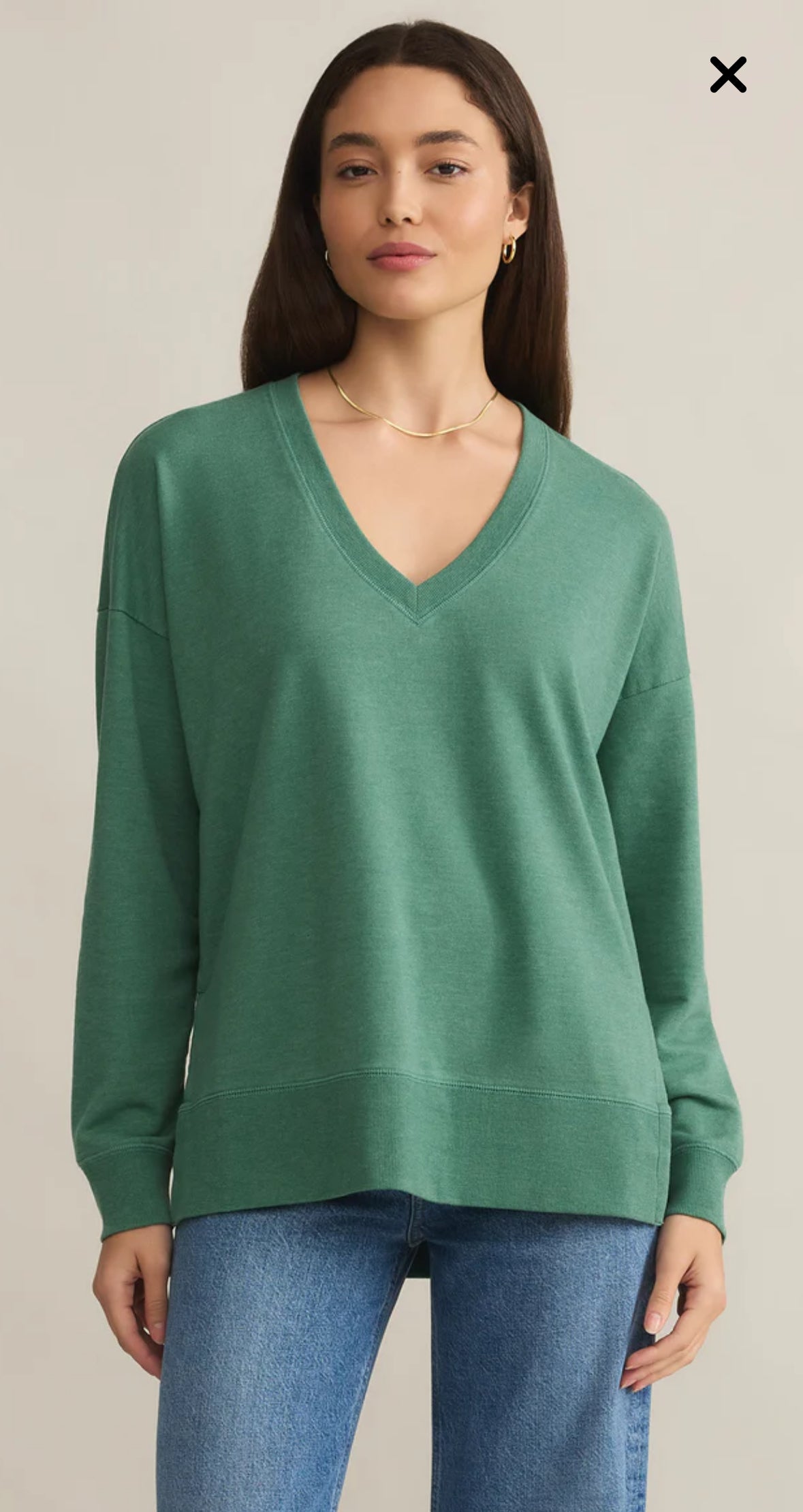 Modern VNeck Botanical Green