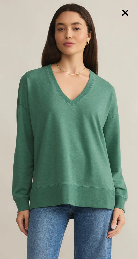 Modern VNeck Botanical Green