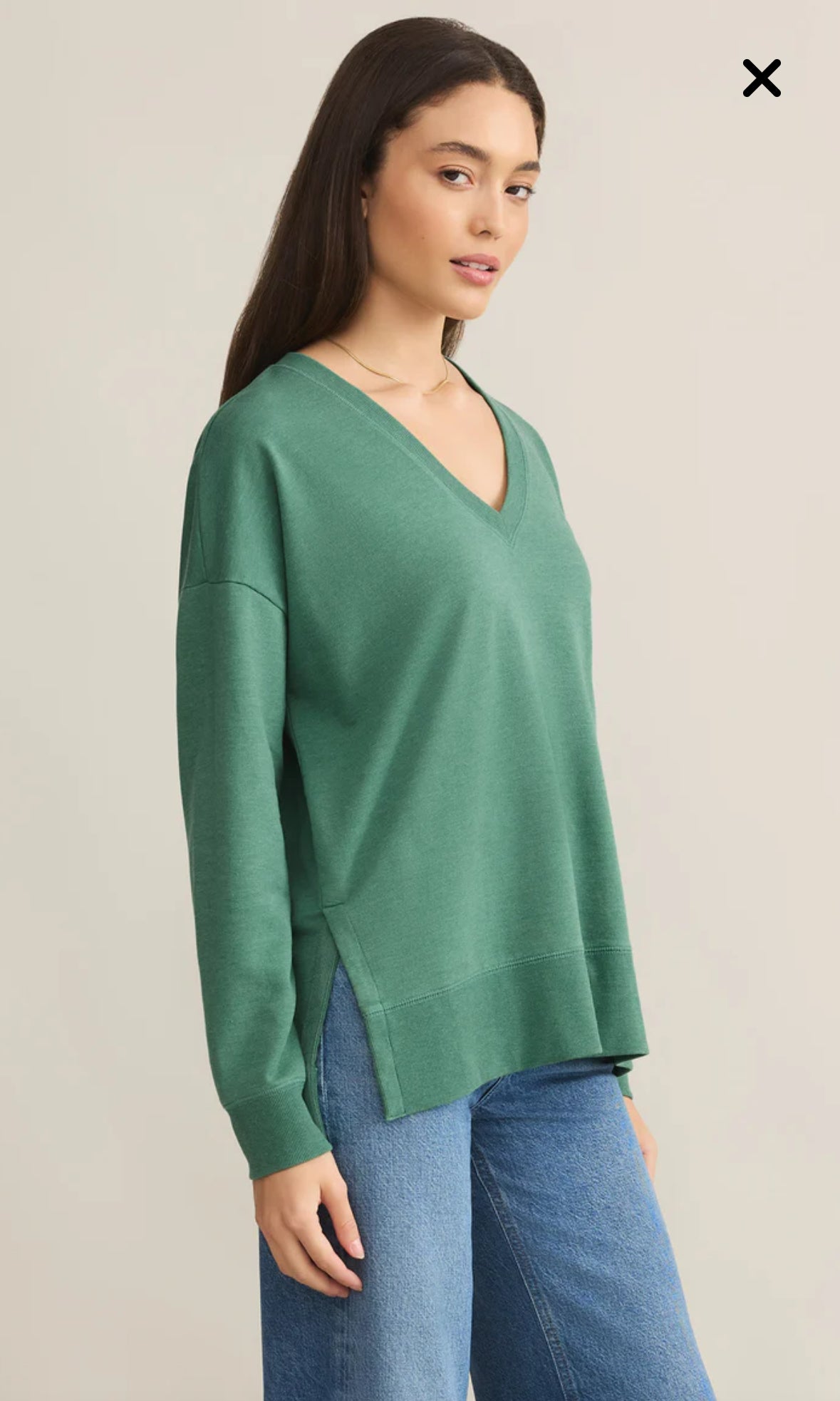 Modern VNeck Botanical Green