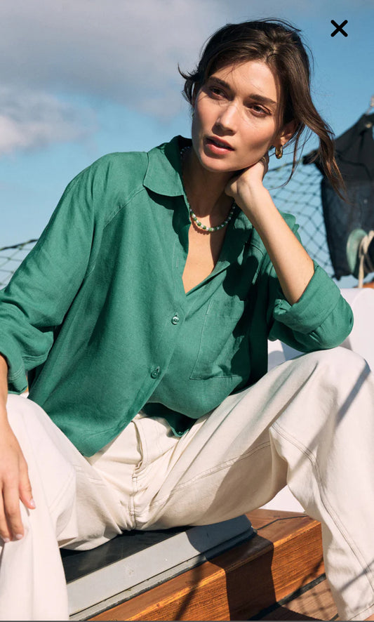 PERFECT LINEN TOP | Botanical Green