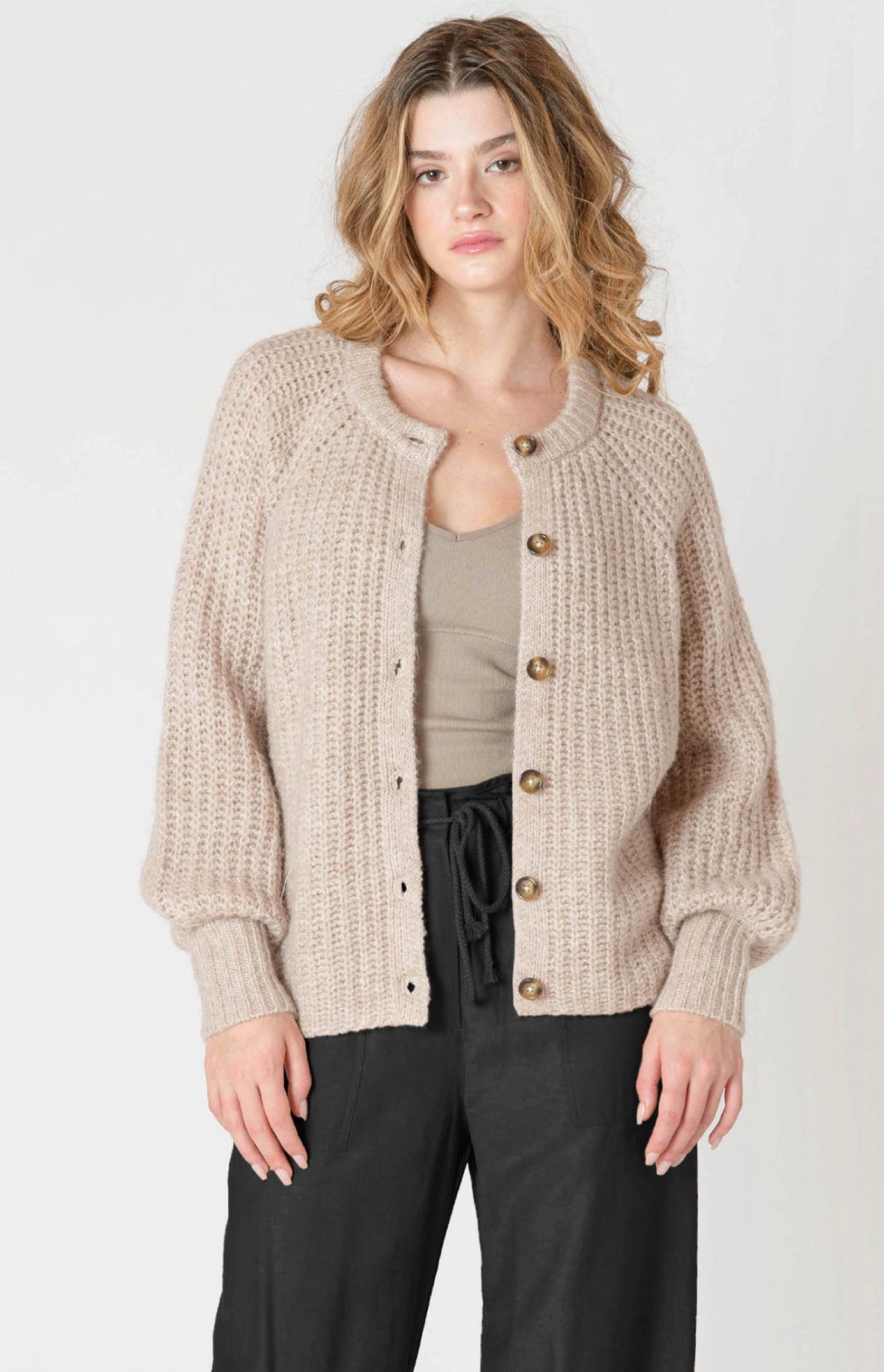 CREWNECK TEXTURED CARDIGAN
