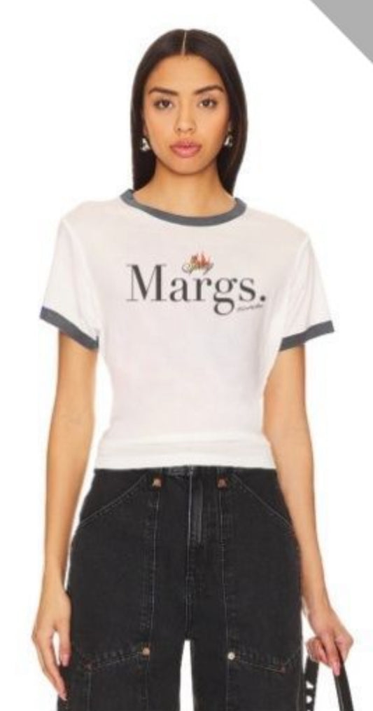 Spicy Margs Perfect Ringer Tee White & Blue