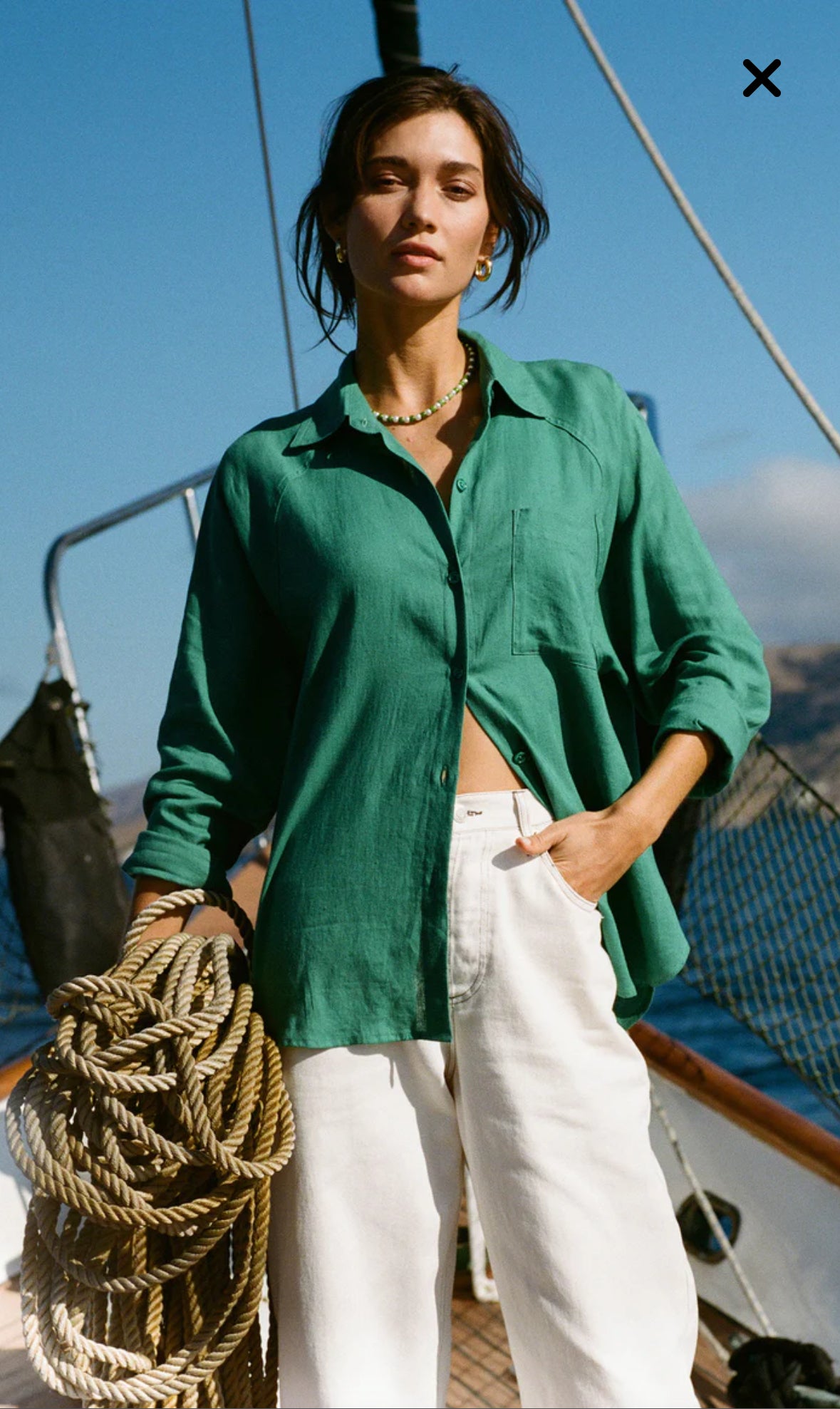 PERFECT LINEN TOP | Botanical Green
