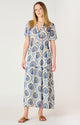 Flowy Midi Shirt Dress | Blue Medallion