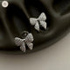 Pave Bow Studs- Silver