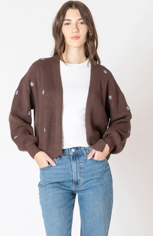 Embroidered Open Cardigan
