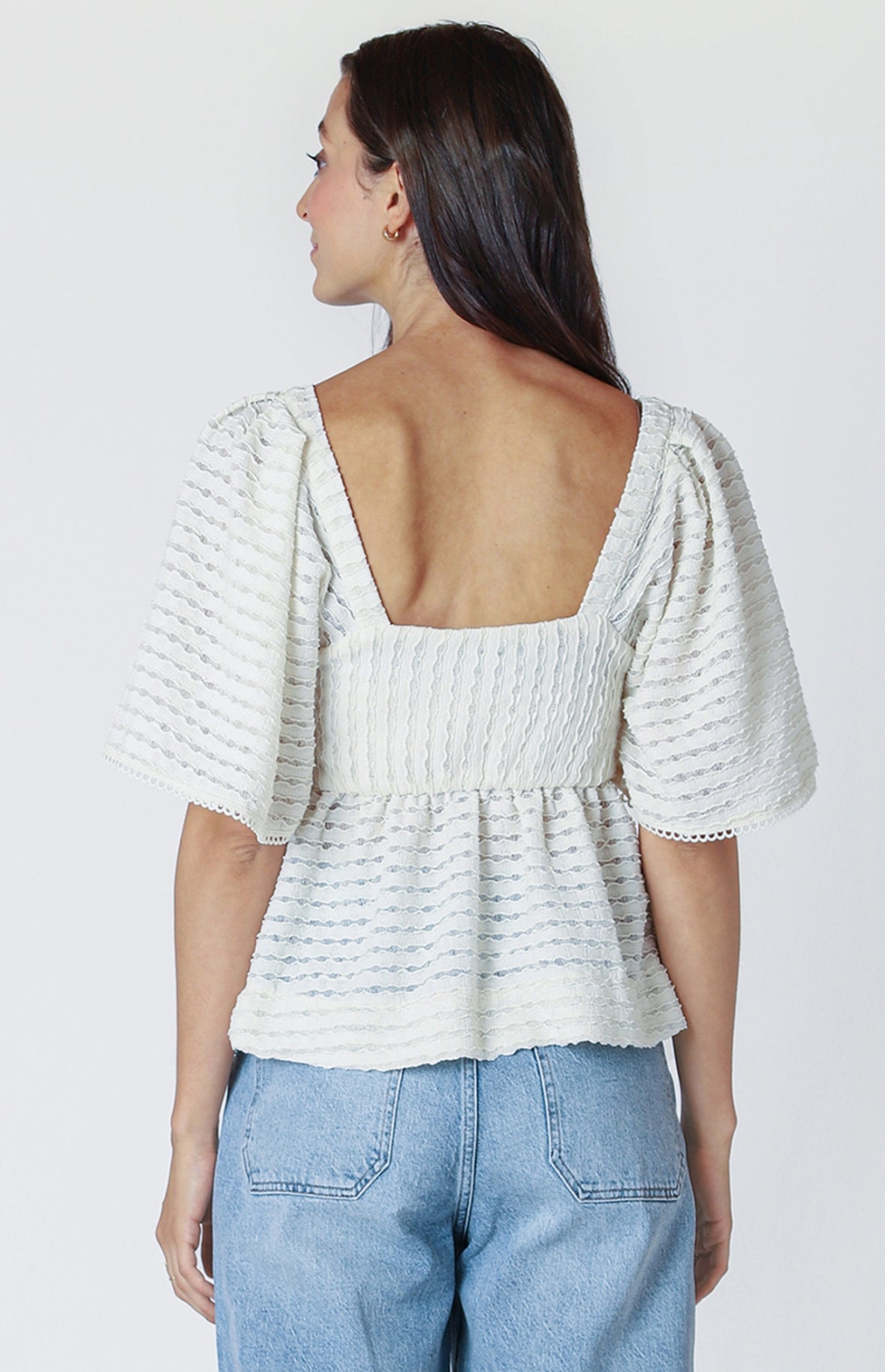 FLUTTER SLV CROCHET TOP