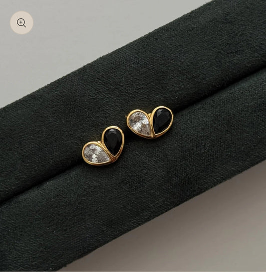Ying Yang Heart Studs