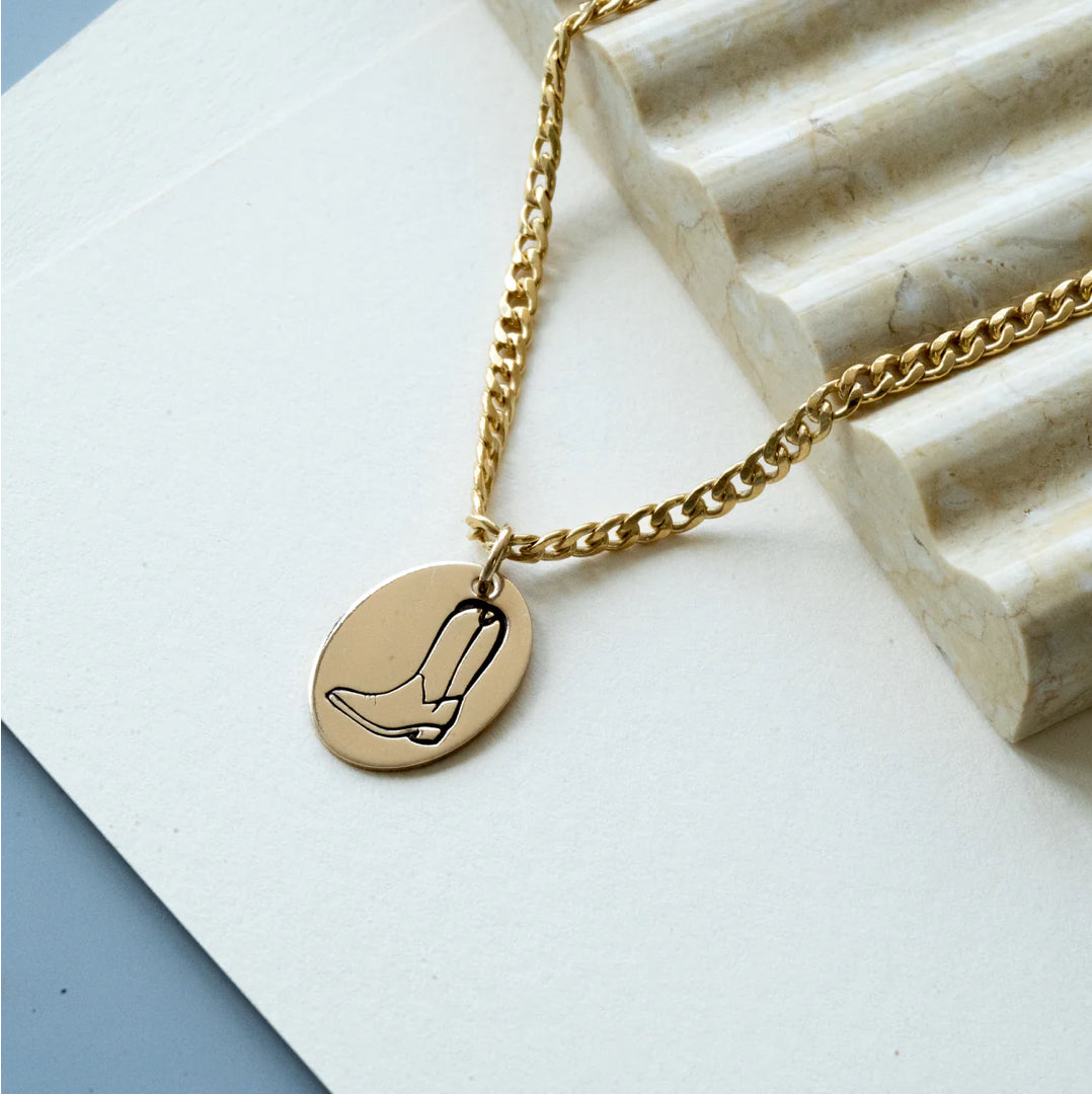 Cowboy Boot Curb Chain Necklace