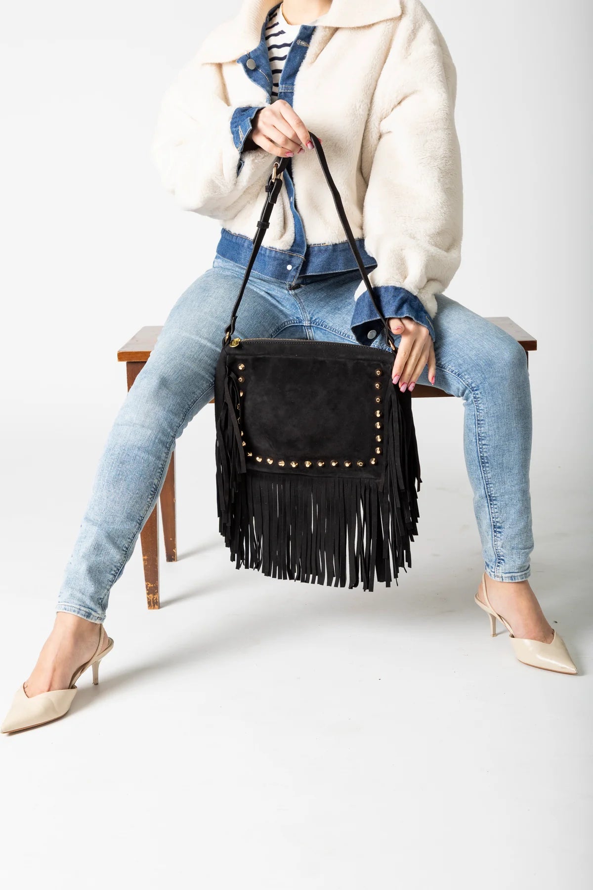 BOHO FRINGE HANDBAG BLACK