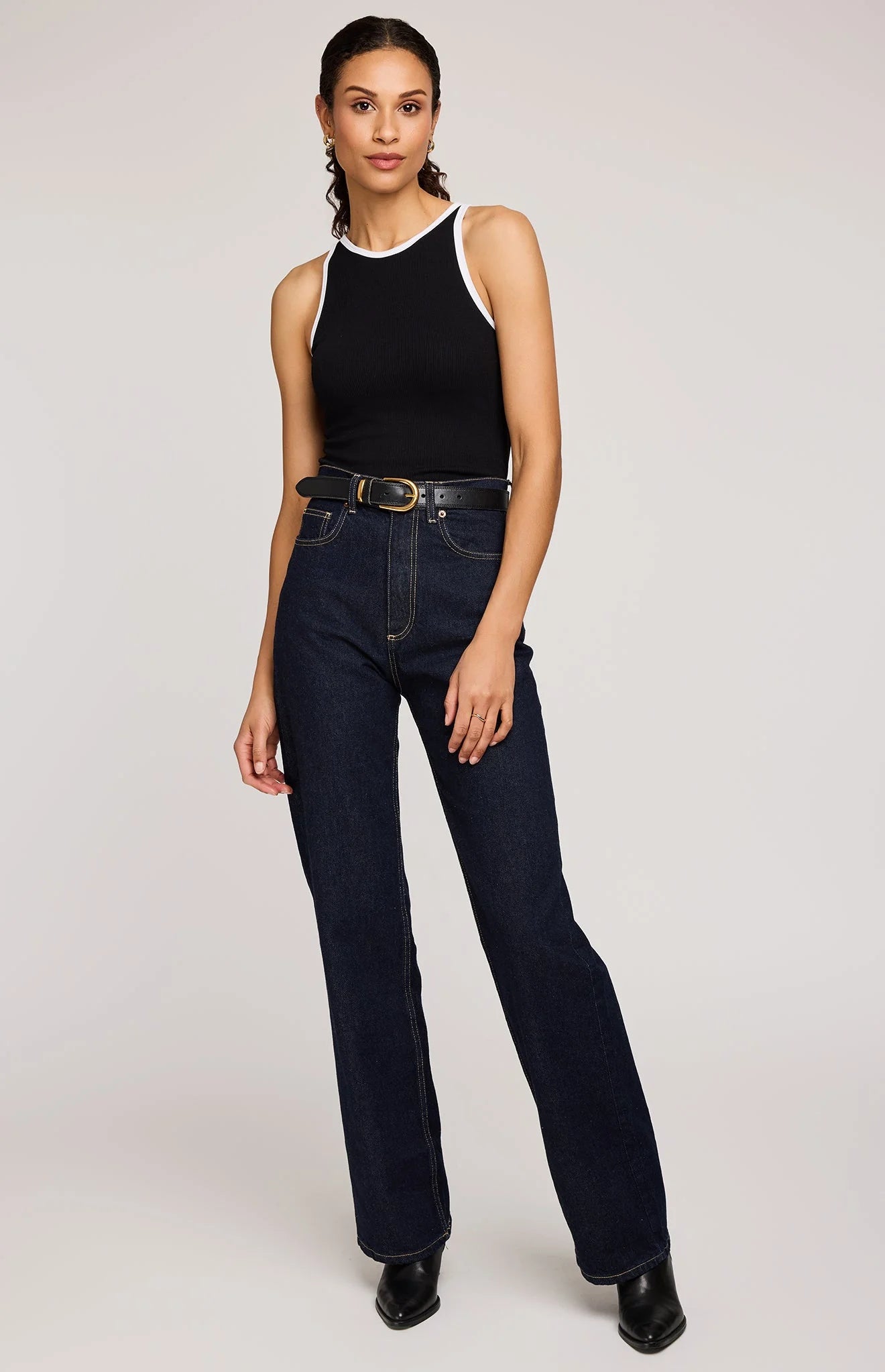 Ronan Ribbed Tank | Black Ringer