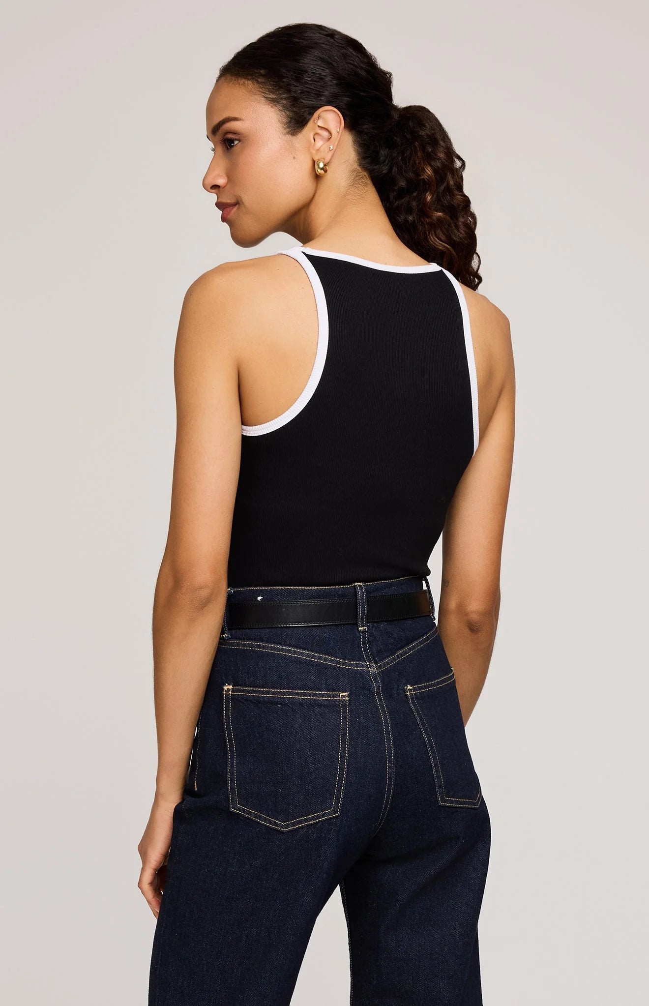 Ronan Ribbed Tank | Black Ringer