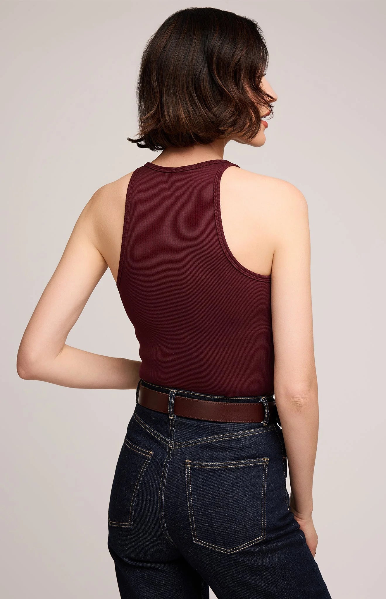 Ronan Ribbed Tank | Merlot