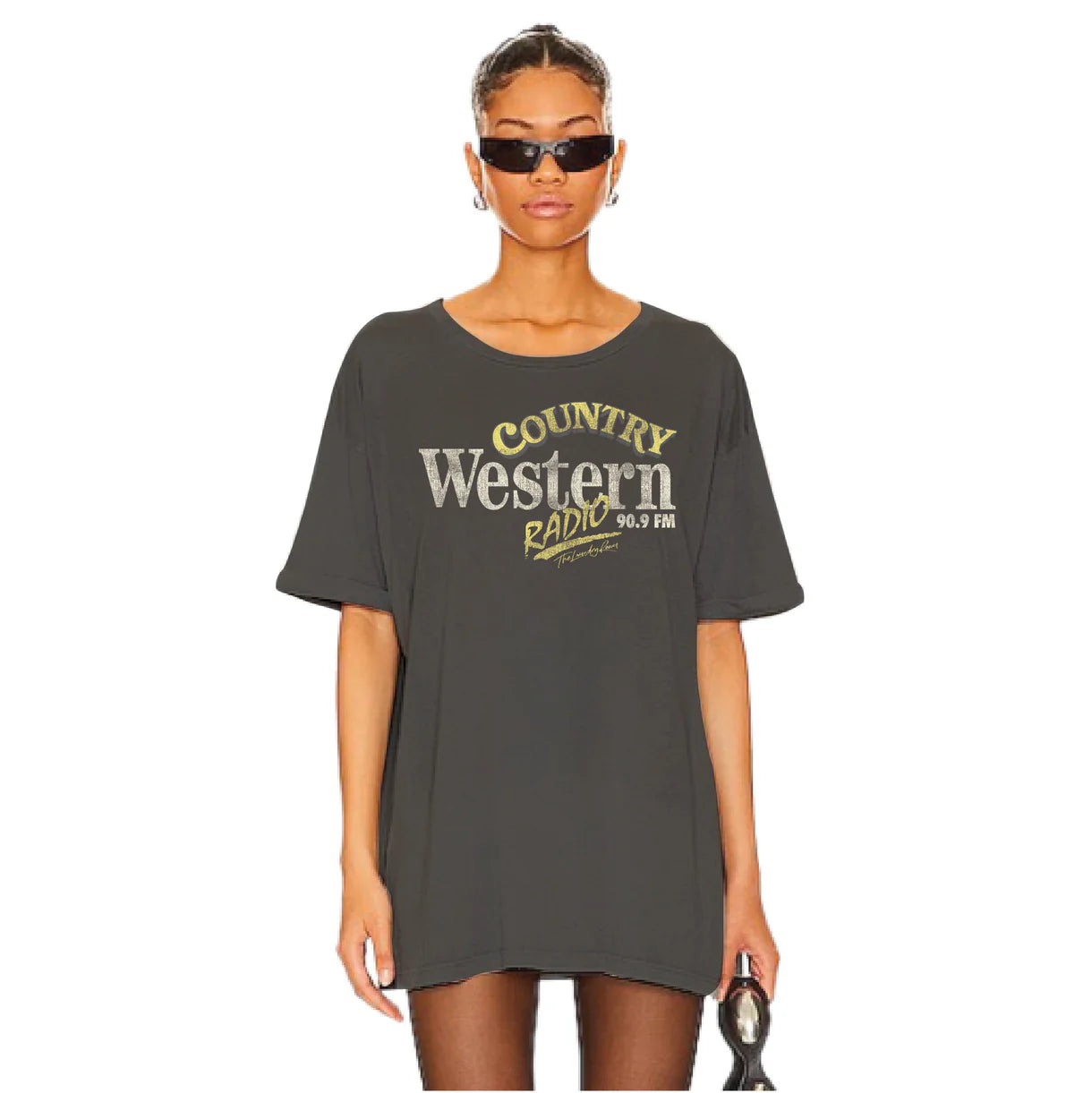 Country Western Radio - Oversized Tee - Black Snow