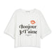 Hello I Love You - Crop Oversized Tee - White