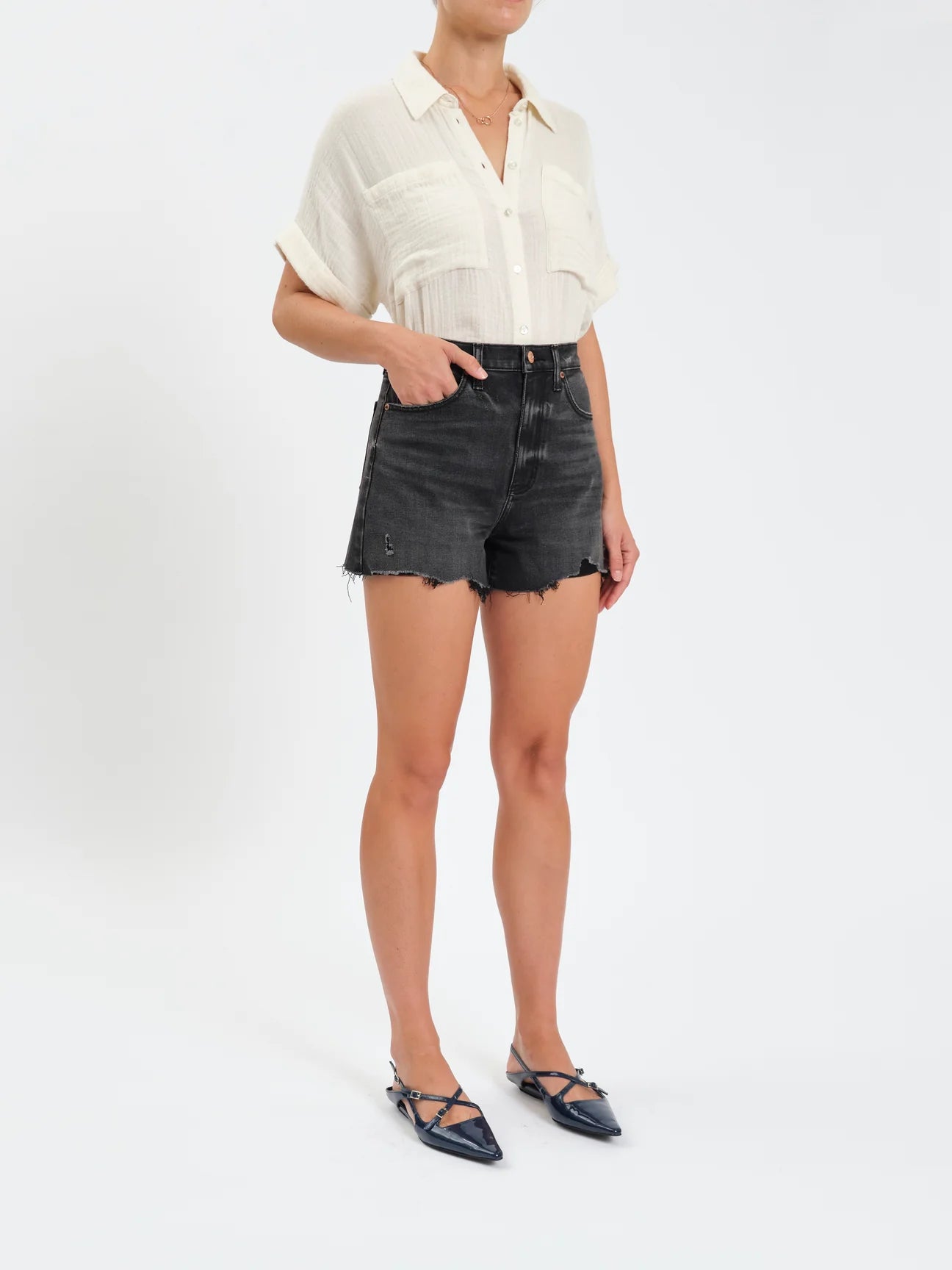 THE KNOCKOUT HIGH RISE SHORT IN NIGHT LIFE VINTAGE