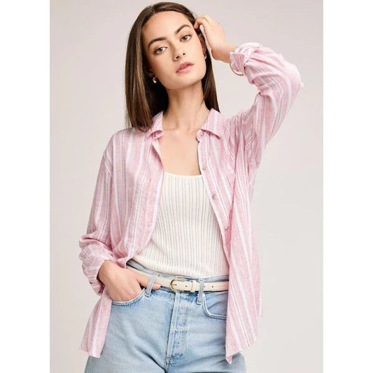 Luka Button Down Red Stripe
