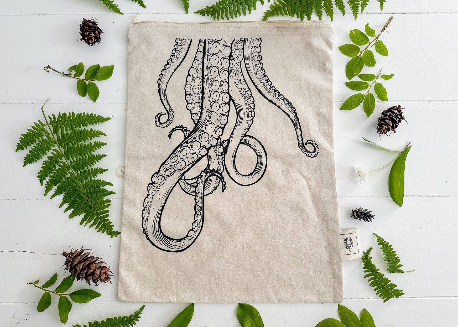 Zipper Bag / Octopus / Ocean / Reusable Bag