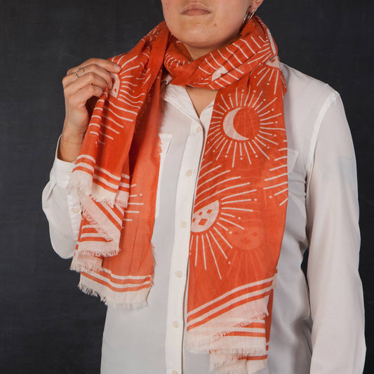 Danica Studio Soleil Cotton Long Designer Scarf Light Brown